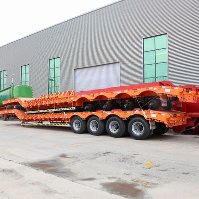 Τρι-άξονα 20t-100t 40ft χαμηλό κρεβάτι επίπεδη έδρα ημικυριόδρομο για τη μεταφορά βαρέους εξοπλισμού