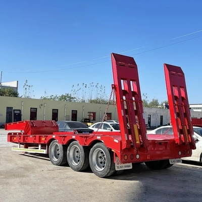 4 άξονες χαμηλό κρεβάτι Lowboy 60ton 80ton ημιφορτηγό ρυμουλκούμενο για μεταφορά βαρέων μηχανημάτων