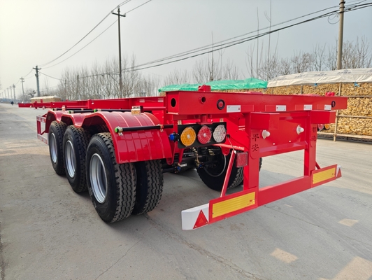 ISO/TS16949 Πιστοποιημένο 40FT 3 άξονας επίπεδης επιφάνειας ημιπροσανατολισμός σκελετός ρυμουλκούμενο φορτηγού