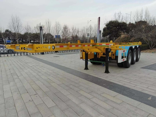 40FT 45t Skeleton Truck Semi Container Υποστρώμα ρυμουλκούμενο με 12 ελαστικά