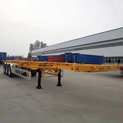 40FT 45t Skeleton Truck Semi Container Υποστρώμα ρυμουλκούμενο με 12 ελαστικά