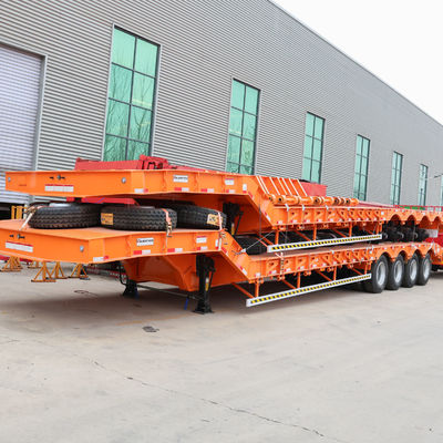 Τρι-άξονα 20t-100t 40ft χαμηλό κρεβάτι επίπεδη έδρα ημικυριόδρομο για τη μεταφορά βαρέους εξοπλισμού