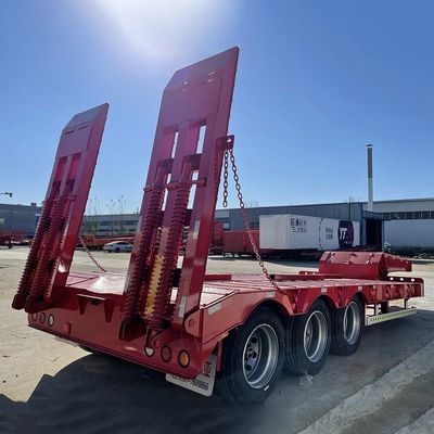 13000x2500-3000x1650mm 4 άξονας 100 τόνων Lowboy Semi Trailer για κατασκευαστικά μηχανήματα